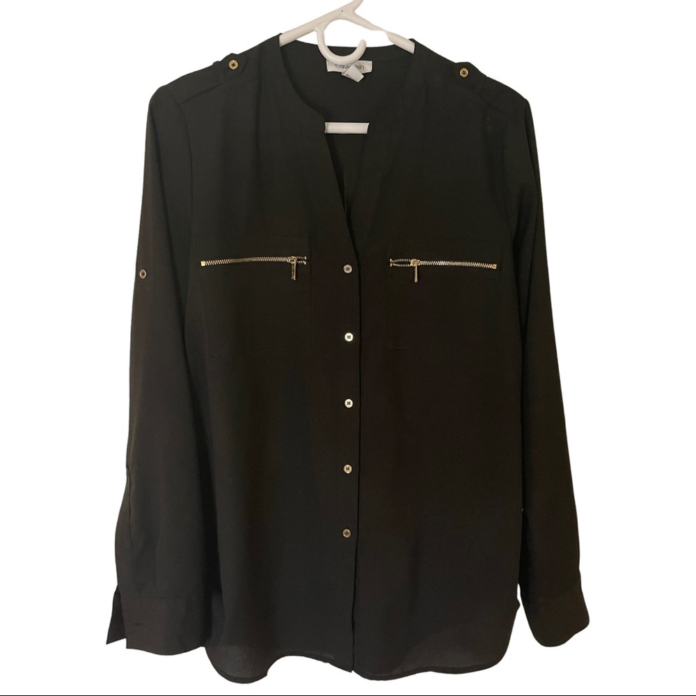 CalvinKlein Black Button Down Blouse